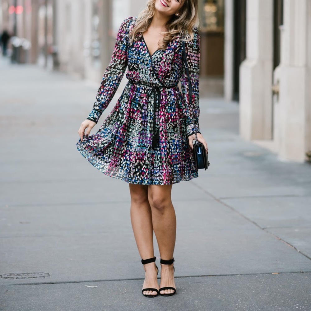 Kate Spade metallic multi dot mini dress in make magic